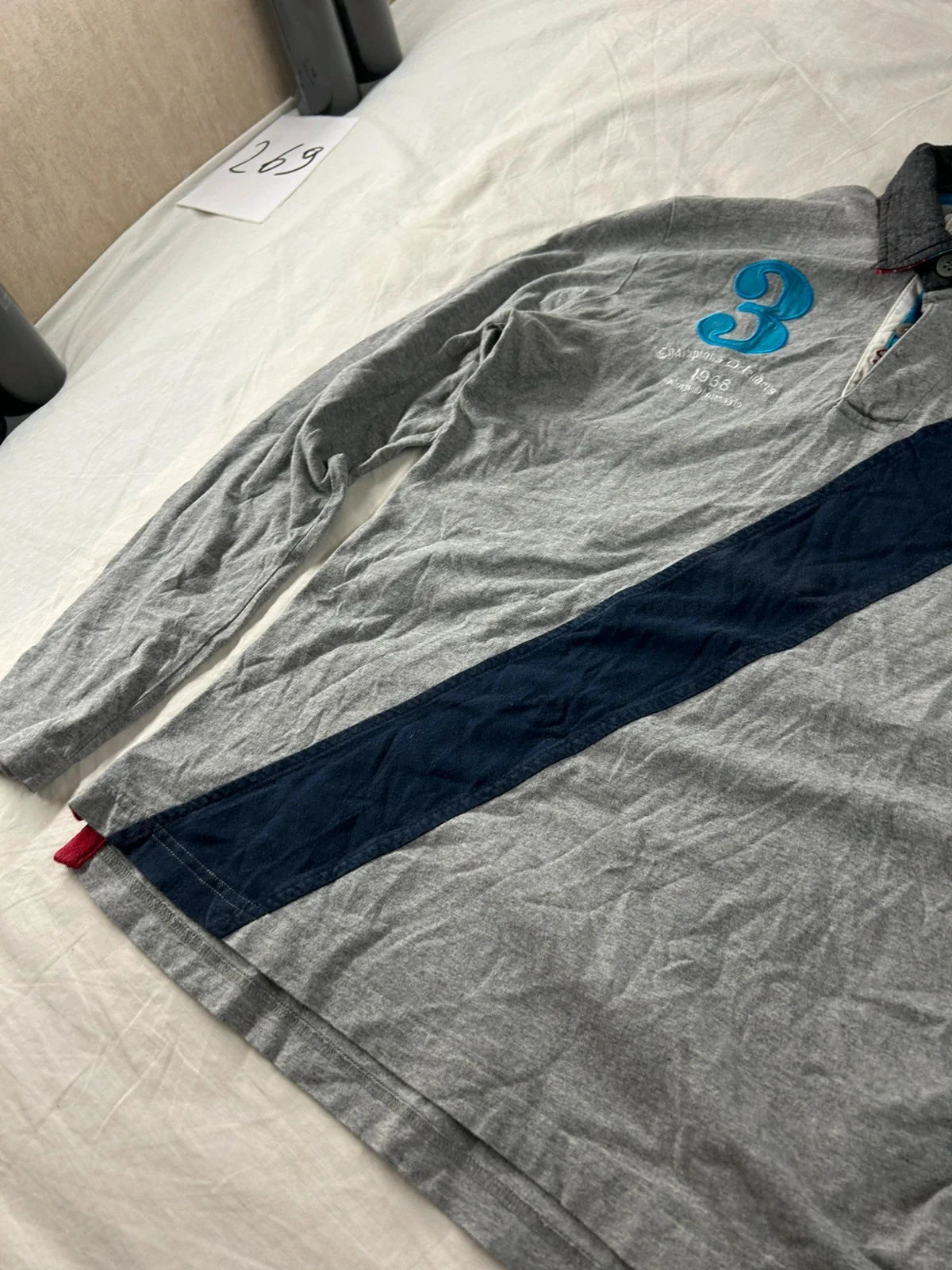 Vintage grey long sleeve polo We renos champions defenders 1968 size L – photo 9